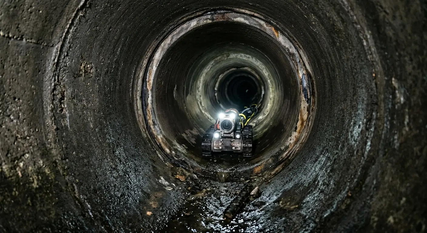 Robotic sewer camera inspecting pipe interior for Sewer Line Repair in Raisin